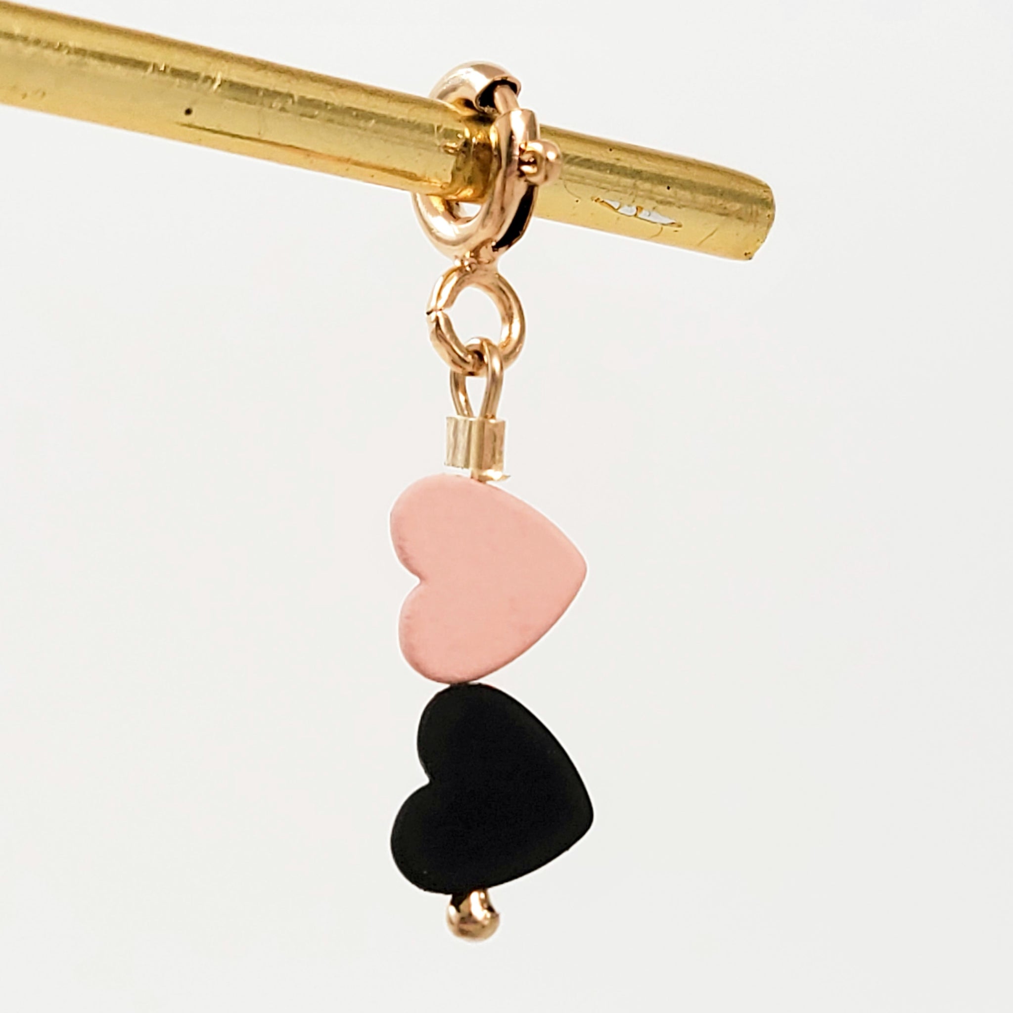 Double Pink&amp;Black Hearts Charm