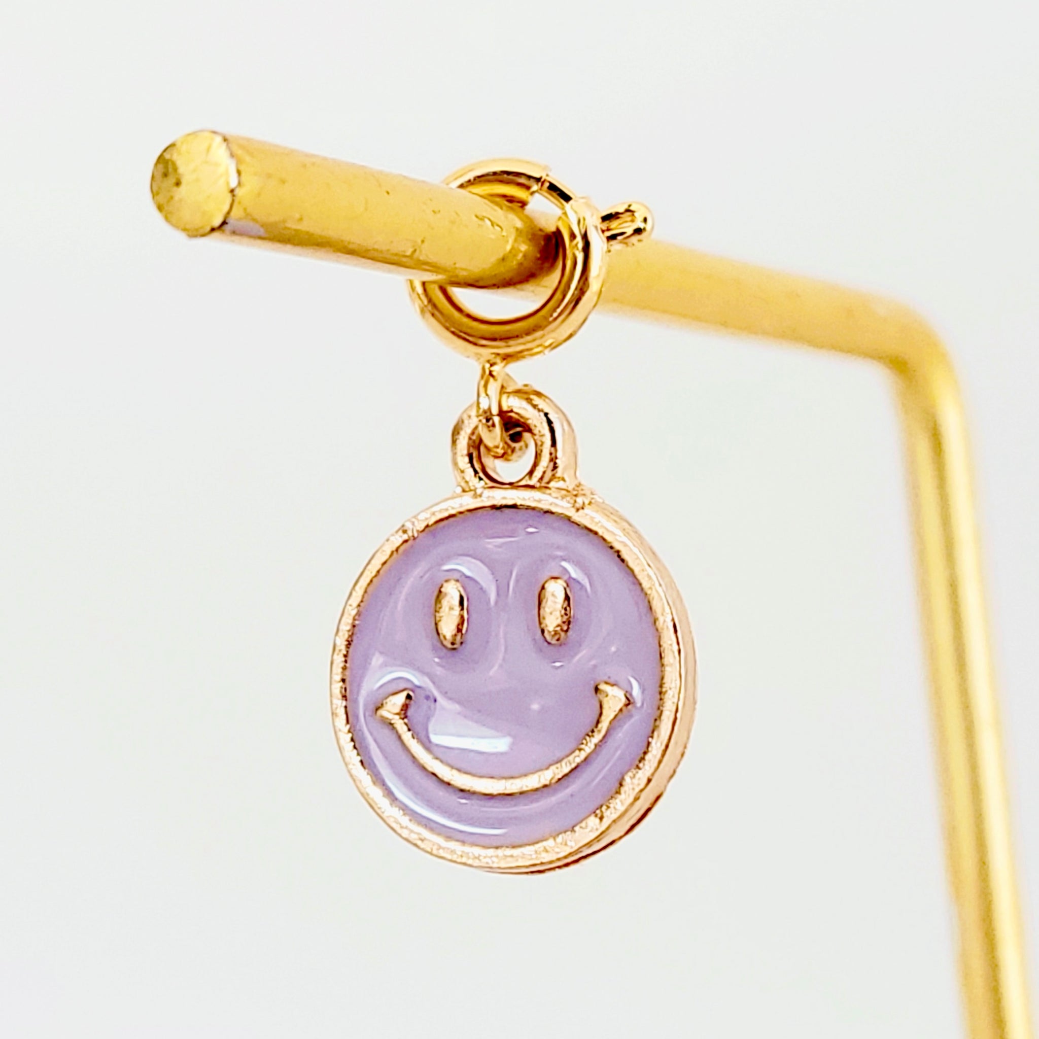 Lilac Gold Smiley Charm