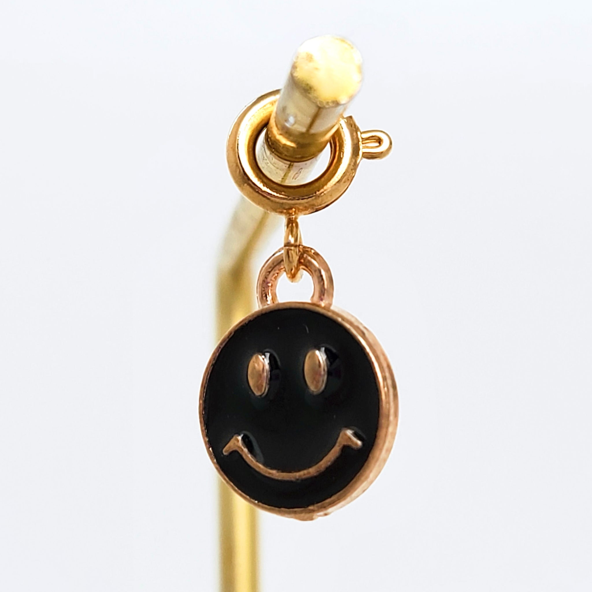 Black Gold Smiley Charm
