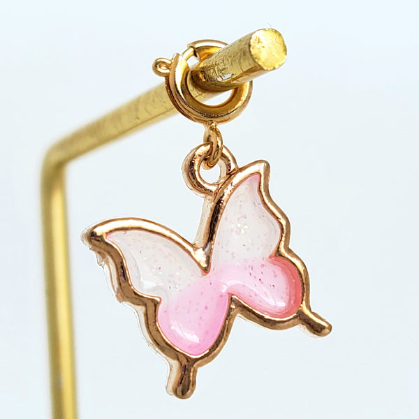 Glitter Pink Butterfly Charm
