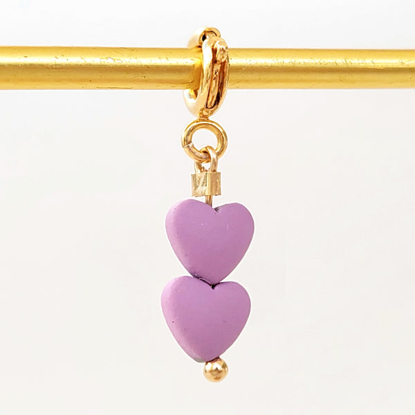 Double Lilac Hearts Charm