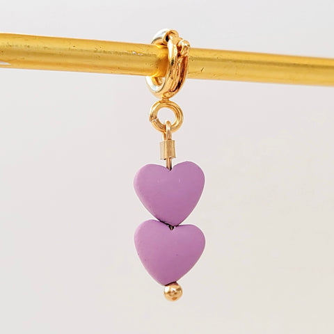 Double Lilac Hearts Charm